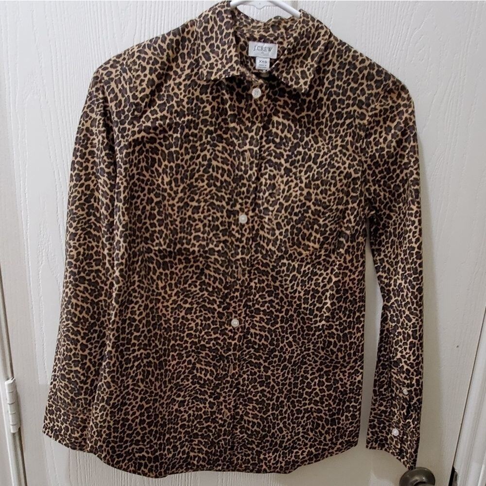 J. Crew leopard print button down shirt size XXS